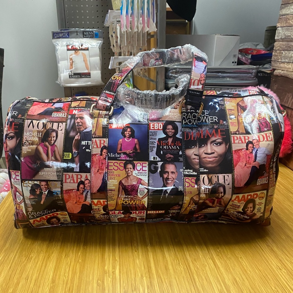 Obama Magazine Cover collage 20” weekender duffel travel bag. New w tags!